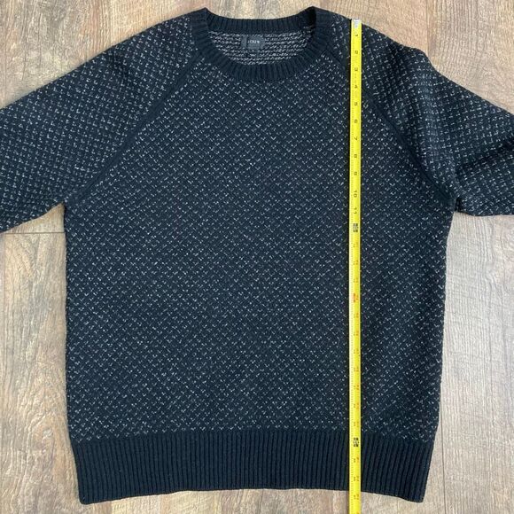 J. Crew Men’s 100% Lambswool Pullover Sweater Crewneck Black/Grey Birdseye sz L - Picture 7 of 9
